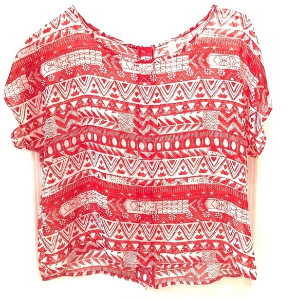 2/$15 Prevett - Red and White Blouse - Picture 1 of 6